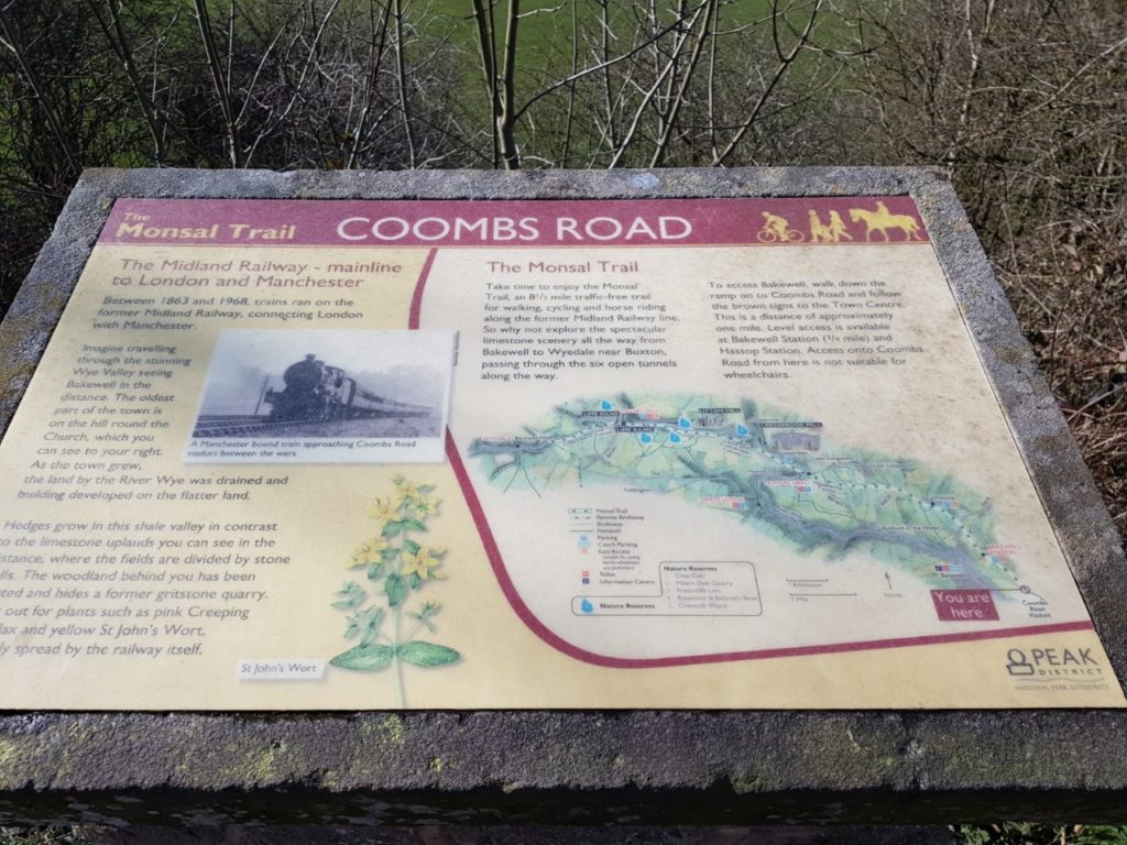 Signage on the Monsal Trail -Coombs Road dog walk